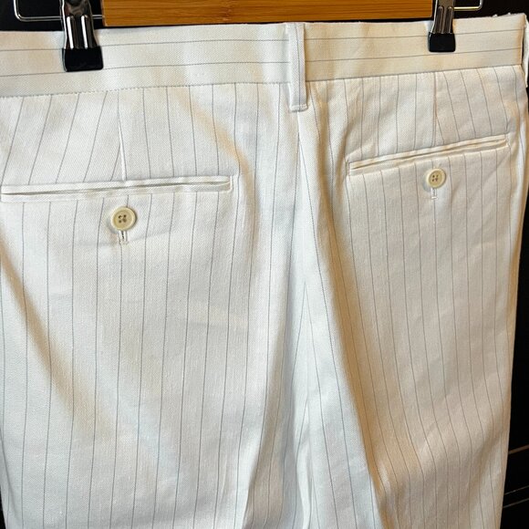 Banana Republic White Linen Stripe Full Suit - Size 40 S Chest | 30 S Pants - Picture 14 of 16